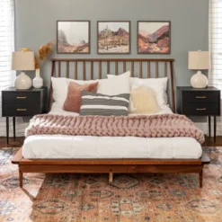 Boho Solid Wood Spindle Platform Bed - Saracina Home -Baxton Studio Sale Shop GUEST 34e37aae 945b 4e1c b588 d216ba7b0bcd