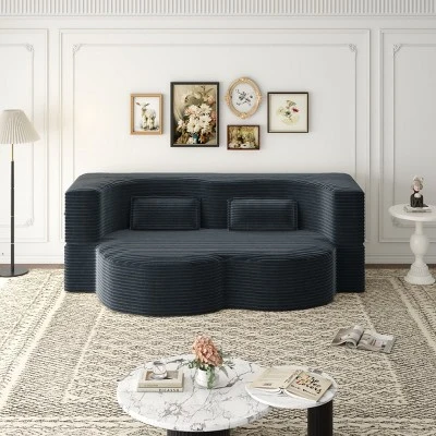 Modern Convertible Floor Sofa Bed With 2 Pillows, Folding Foam Sleeper Couch, No Assembly Sofa For Guest Room Or Living Room-Tanpinhause 10 Modern Convertible Floor Sofa Bed With 2 Pillows, Folding Foam Sleeper Couch, No Assembly Sofa For Guest Room Or Living Room-Tanpinhause - Image 10