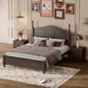 3-Pieces Bedroom Sets,Queen Size Wood Platform Bed, Two Nightstands With 2 Drawers For Each-Cuddlewood