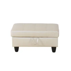 Beige Semi-PU Leather Sectional Sofa �C Modern L-Shaped Design, Tufted Cushions, Storage Ottoman, Versatile Home D�cor -Baxton Studio Sale Shop GUEST 3572361e f32f 48c8 b5e3 2b00b8d8cb4f