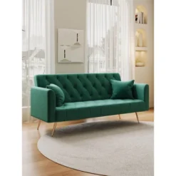 Sapphtopaz 71 Inch Convertible Loveseat Sofa Modern 2-Seat Velvet Upholstered Sleeper Sofa Couch Adjustable Sofa Bed For Living Room,Bedroom -Baxton Studio Sale Shop GUEST 358c61ab ddeb 49e3 923a c46a2ac9cb7f