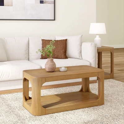 Plank+Beam Solid Wood 40" Modern Rectangular Coffee Table With Storage Shelf 6 Plank+Beam Solid Wood 40" Modern Rectangular Coffee Table With Storage Shelf - Image 6