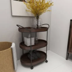 Wood 3 Tier Oval Tray Cart Brown - Olivia & May 22 Wood 3 Tier Oval Tray Cart Brown - Olivia & May -Baxton Studio Sale Shop GUEST 35f3d70d d648 4c6c abb6 2b99c82e1445