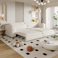 Mocamel 93" King Size Sleeper Sofa Bed, Pull Out Sofa Bed, 3 In 1 Convertible Sleeper Sofa, Chaise Lounge,3 Seat Teddy Couch With 2 Lumbar Pillows -Baxton Studio Sale Shop GUEST 35f7caed 25ba 469b b9a0 d5d07146e5d7