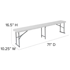 Flash Furniture 10.25''W X 71''L Bi-Fold Granite White Plastic Bench With Carrying Handle -Baxton Studio Sale Shop GUEST 360f38ef cb52 45bf bbe6 4885bb81d760