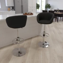 Merrick Lane Bucket Seat Bar And Dining Stool Modern Stool With 360 Swivel, Adjustable Height And Metal Footrest -Baxton Studio Sale Shop GUEST 360ff671 63c2 41c3 aad4 b1cd3f1a9ccf