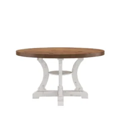 7pc Lexin Rustic Round Dining Table Set Distressed White/ Distressed Dark Oak - MiBasics -Baxton Studio Sale Shop GUEST 362fde50 a825 4b76 9548 ab2c6e8ea271