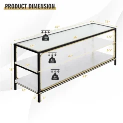 Costway 3-Tier TV Stand Entertainment Center For TV's Up To 50'' W/ Tempered Glass Top -Baxton Studio Sale Shop GUEST 36791d41 9932 434c ba69 71e101f72671