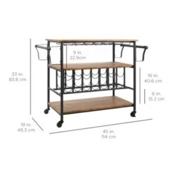 Best Choice Products 45in Industrial Wood Shelf Bar & Wine Storage Service Cart W/ Bottle & Glass Racks, Locking Wheels -Baxton Studio Sale Shop GUEST 36dc35d4 36b7 46e6 b2b1 39e8117004fb
