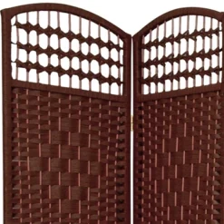 5 1/2 Ft. Tall Fiber Weave Room Divider - Dark Red (5 Panel)