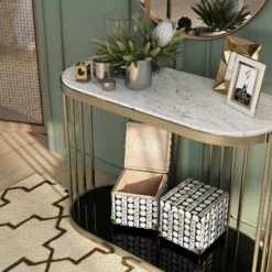 Solstice Glam Entryway Table Antique Brass - HOMES: Inside + Out -Baxton Studio Sale Shop GUEST 37043ff2 6ca4 431a 8165 8023a1bdb845