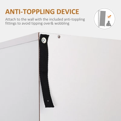 HOMCOM 66" Buffet With Hutch, Freestanding Kitchen Pantry With 2 Large Cabinets, 1 Pull Up Cabinet, 3 Drawers & Wide Countertop, White 5 HOMCOM 66" Buffet With Hutch, Freestanding Kitchen Pantry With 2 Large Cabinets, 1 Pull Up Cabinet, 3 Drawers & Wide Countertop, White - Image 5