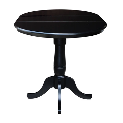 36" Round Top Pedestal Counter Height 12" Drop Leaf Dining Table Black - International Concepts 5 36" Round Top Pedestal Counter Height 12" Drop Leaf Dining Table Black - International Concepts - Image 5