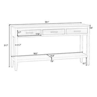 59.1" Modern 3-Drawer Console Table With 1 Shelf For Living Room, Entryway And Hallway - ModernLuxe 6 59.1" Modern 3-Drawer Console Table With 1 Shelf For Living Room, Entryway And Hallway - ModernLuxe - Image 6