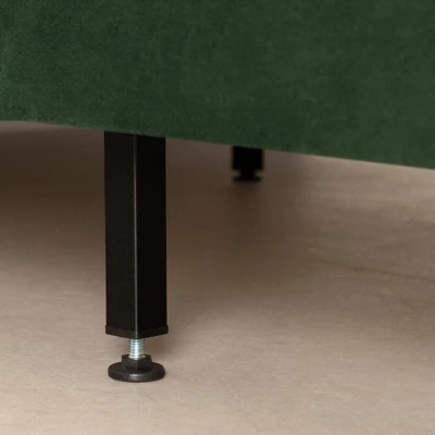 Queen Flam Upholstered Complete Platform Bed Dark Green - South Shore 4 Queen Flam Upholstered Complete Platform Bed Dark Green - South Shore - Image 4