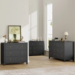 3 Dresser For Bedroom, 29" Tall Dresser, Modern Tall Drawer Dresser With Storage, Wooden Closet Dressers Chest Of Drawers, White -Baxton Studio Sale Shop GUEST 37ceb408 5ce4 4e2a 80a6 4392ef1a9a46 1