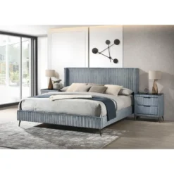 Roundhill Furniture Mavela Wide-wale Corduroy Upholstery Panel Bed With 2 Nightstands -Baxton Studio Sale Shop GUEST 3804513e 34d4 4461 a323 918207e1b254