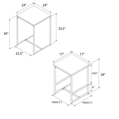 RealRooms Bungalow Bar Height 3-Piece Pub Table And Stools Set With Wood Tabletop And Metal Frame 3 RealRooms Bungalow Bar Height 3-Piece Pub Table And Stools Set With Wood Tabletop And Metal Frame - Image 3