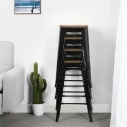 Yaheetech 4PCS Metal Stackable Counter Bar Stools With Wood Seat For Dining Room/Café -Baxton Studio Sale Shop GUEST 384a838b 9af5 468f a04a 41645e35bd6b