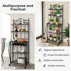 Costway 5-Tier Metal Kitchen Bakers Rack Microwave Storage Rack Oven Stand With Wine Organizer 15 Costway 5-Tier Metal Kitchen Bakers Rack Microwave Storage Rack Oven Stand With Wine Organizer -Baxton Studio Sale Shop GUEST 385f5c52 8955 4700 929d 8f7656e70168