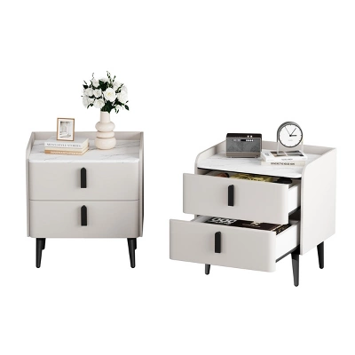 INFURNIC Nightstands Set Of 2 Night Stand With 2 Drawers Marble Pattern Tabletop Modern Design For Bedroom Living Room, White, 19.88"*15.94"*20.16" 1 INFURNIC Nightstands Set Of 2 Night Stand With 2 Drawers Marble Pattern Tabletop Modern Design For Bedroom Living Room, White, 19.88"*15.94"*20.16"