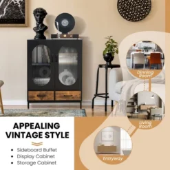 Costway Kitchen Storage Cabinet Freestanding Buffet Sideboard W/ 2 Glass Doors & Drawers 14 Costway Kitchen Storage Cabinet Freestanding Buffet Sideboard W/ 2 Glass Doors & Drawers -Baxton Studio Sale Shop GUEST 38aecb67 f975 439a 81f8 fbe0b1ffcfaa