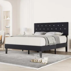 VECELO Tufted Upholstered Queen/King Size Headboard, 6 Adjustable Height, Easy Assembly, Beige/Black -Baxton Studio Sale Shop GUEST 38c9348e 5d6b 4cb2 9b02 86135d1ca5bc