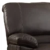 Leather Double Reclining Sofa With Drop Down Cup Holders Brown - Benzara