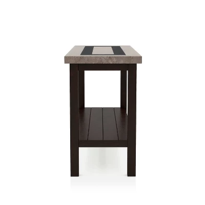 48" Alpinista Faux Marble Console Table Dark Walnut - HOMES: Inside + Out 3 48" Alpinista Faux Marble Console Table Dark Walnut - HOMES: Inside + Out - Image 3