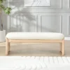 Christopher Knight Home Bellomy Modern 51.5 Inch Rubberwood Upholstered Ottoman