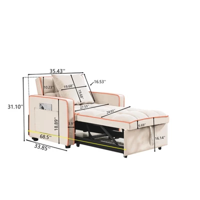 KWPZQEB Folding Sofa Bed, Convertible Sleeper Chair With Side Pockets And Adjustable Backrest, Pullout Sleeper Chair Bed For Living Room, Bedroom 7 KWPZQEB Folding Sofa Bed, Convertible Sleeper Chair With Side Pockets And Adjustable Backrest, Pullout Sleeper Chair Bed For Living Room, Bedroom - Image 7