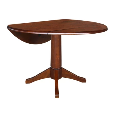 30.3" Thea Round Dual Drop Leaf Extendable Dining Table Espresso Brown - International Concepts 3 30.3" Thea Round Dual Drop Leaf Extendable Dining Table Espresso Brown - International Concepts - Image 3