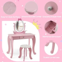 Costway Kid Vanity Table Stool Set With Adjustable Mirror Storage Drawer Makeup Pink -Baxton Studio Sale Shop GUEST 3a03915c c18f 4dfe 8d5e 81a8d4aa7676