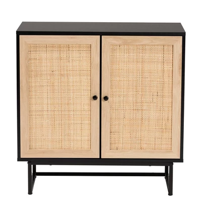 Declan Wood And Natural Rattan 2 Door Storage Cabinet Espresso Brown/Black - Baxton Studio 1 Declan Wood And Natural Rattan 2 Door Storage Cabinet Espresso Brown/Black - Baxton Studio