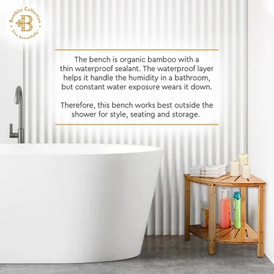 Bambusi Bamboo Corner Bench With Shelf For Bathroom, Living Room, Entryway Or Outside 4 Bambusi Bamboo Corner Bench With Shelf For Bathroom, Living Room, Entryway Or Outside - Image 4
