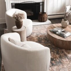 Bella 28'' Seat Width Contemporary Farmhouse,Upholstered Linen Swivel Chair, Armrest 360° Swivel Nursery Chair-The Pop Maison -Baxton Studio Sale Shop GUEST 3a65c43a 5a71 4a3a a78f adec55cd2033