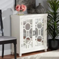 Carlena Wood And Mirrored Glass 2 Door Sideboard White - Baxton Studio -Baxton Studio Sale Shop GUEST 3a89d973 94bf 4c20 b40d 7a6ed0ffa193