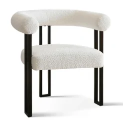 Mia Boucle Dining Chairs Set Of 2,Boasting Curved Wishbone Frame Streamlined Silhouette Armrest Dining Chairs With Three Legs-Maison Boucle 12 Mia Boucle Dining Chairs Set Of 2,Boasting Curved Wishbone Frame Streamlined Silhouette Armrest Dining Chairs With Three Legs-Maison Boucle -Baxton Studio Sale Shop GUEST 3a8e9818 4e4f 4586 b8bf e096458905d1