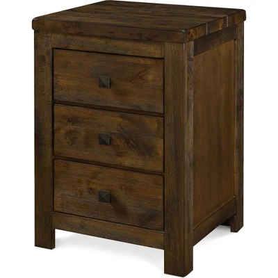 Stratford 3 Drawer Nightstand Rustic Brown - Finch 4 Stratford 3 Drawer Nightstand Rustic Brown - Finch - Image 4