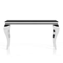 Forge Glam Glass Top Sofa Table Black/Silver - MiBasics -Baxton Studio Sale Shop GUEST 3b1d24a2 056d 4778 ac97 aa94b7d4783a