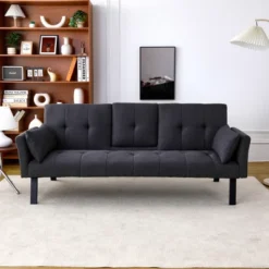 70" Convertible Sofa Bed,Foldable Cotton Linen Couch With Cup Holder And Side Storage,Sleeper Sofa For Living Room Or Apartment-Baofuwish -Baxton Studio Sale Shop GUEST 3b4e2547 80cf 4d31 8b4e a4e72135e4d7