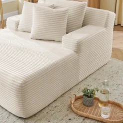 Sapphtopaz 50" Lazy Sofa Lounge Chair 2 Seater Sleeper Sofa With Sponge Filling Soft Comfy Sofa Bed Boneless Couches For Living Room,Bedroom