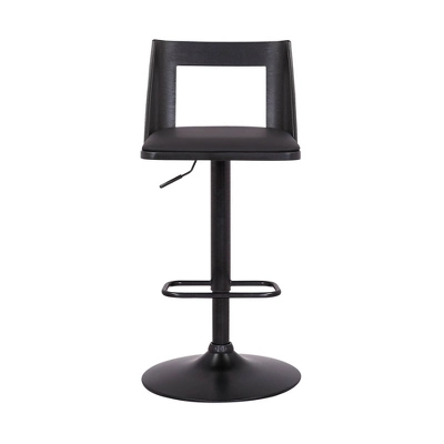 Milan Adjustable Swivel Faux Leather Metal Barstool Black - Armen Living 1 Milan Adjustable Swivel Faux Leather Metal Barstool Black - Armen Living