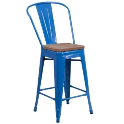 Flash Furniture 24" High Metal Counter Height Stool With Back And Wood Seat -Baxton Studio Sale Shop GUEST 3bf58ecf 9d15 40bb be26 a24b10f2cec4