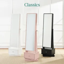 Best Choice Products 360 Swivel Standing Mirrored Jewelry Cabinet, LED-Lit Makeup Organizer W/ Mirror -Baxton Studio Sale Shop GUEST 3c0912c0 13a9 49fc 9348 f6d9a8270817