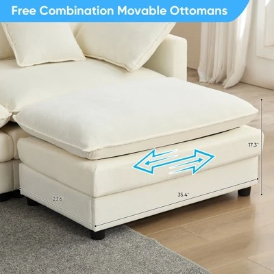 Mjkone 77'' L-Shaped Modular Deep Seat Sofa, Modern Chenille 3-Seat Cloud Sofa With Ottoman And Thickened Cushion 3 Mjkone 77'' L-Shaped Modular Deep Seat Sofa, Modern Chenille 3-Seat Cloud Sofa With Ottoman And Thickened Cushion - Image 3