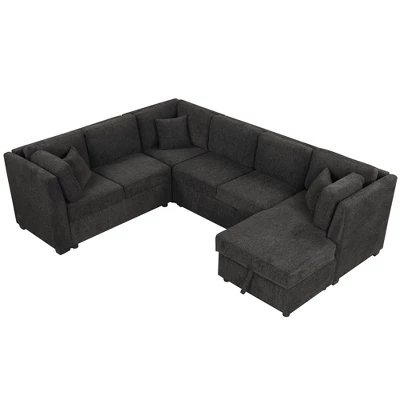NicBex Modern 108.6" Pull Out Sofa Bed Chenille Convertible Sleeper Sofa With USB Ports And Storage Chaise For Living Room 3 NicBex Modern 108.6" Pull Out Sofa Bed Chenille Convertible Sleeper Sofa With USB Ports And Storage Chaise For Living Room - Image 3