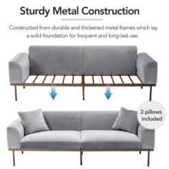 Modern Velvet Loveseat Sofa With Metal Legs And Two Pillows-ModernLuxe 14 Modern Velvet Loveseat Sofa With Metal Legs And Two Pillows-ModernLuxe -Baxton Studio Sale Shop GUEST 3c7a6dc7 9459 4fa4 bd4f d8bf46ba2a43