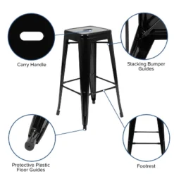 Flash Furniture 30" High Metal Indoor Bar Stool - Stackable Set Of 4 -Baxton Studio Sale Shop GUEST 3cb8cbbc ea79 4d59 bc6c 88c52fba09ec