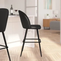 Merrick Lane Set Of 2 Modern Armless Barstools With Contoured Backs, Steel Frames, And Integrated Footrests -Baxton Studio Sale Shop GUEST 3ccfeb77 dd33 4c71 b9f3 fa84299cd142